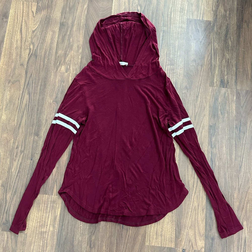 Maroon hooded long sleeve